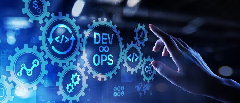 DevOps Agile development concept on virtual screen